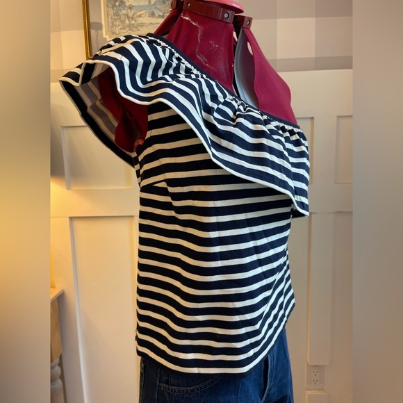J. Crew Striped Off-Shoulder Top in Navy and White Size XXS​ - Picture 4 of 7